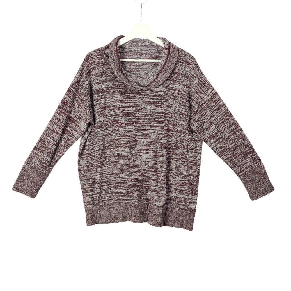 Talbots Cowl Neck Sweater Knit Pullover Casual Comfy‎ Heathered Wine Women 1X